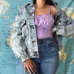 Acid wash oversized jean jacket